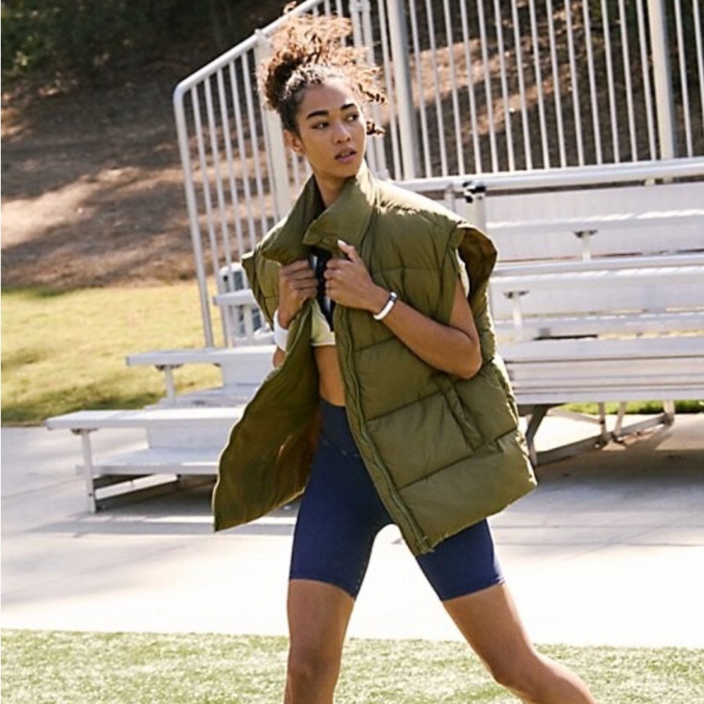 Free People in a bubble puffer vest in olive SOLD OUT size small